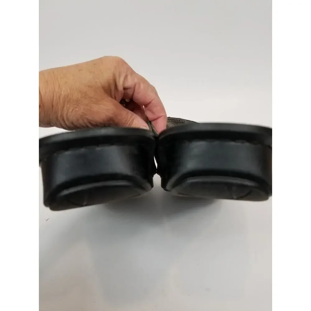 Alegria VIV-878 Black Embossed Leather Slides Sandals Black Size 40 / US 9.5